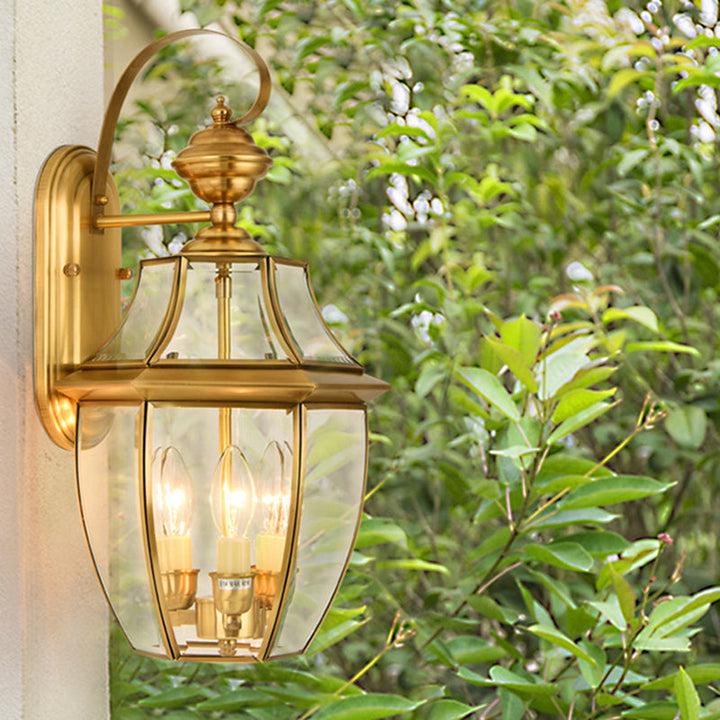 Contemporary Scandinavian Hexagonal Round Square Glass Brass 1/3 Light Wall Sconce Lamp For Garden | Kalsten