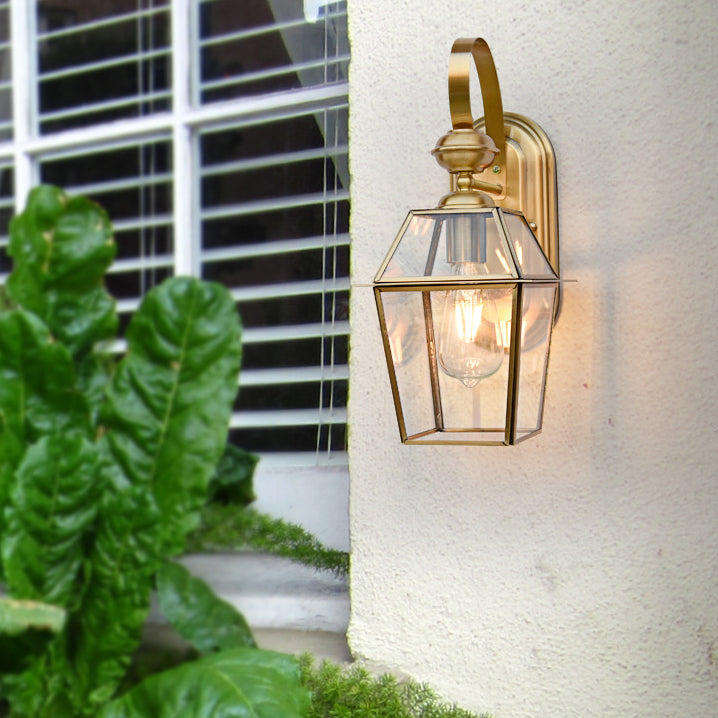 Contemporary Nordic Hexagonal Bell Waterproof Glass Brass 1-Light Wall Sconce Lamp For Outdoor Patio | Kalsten