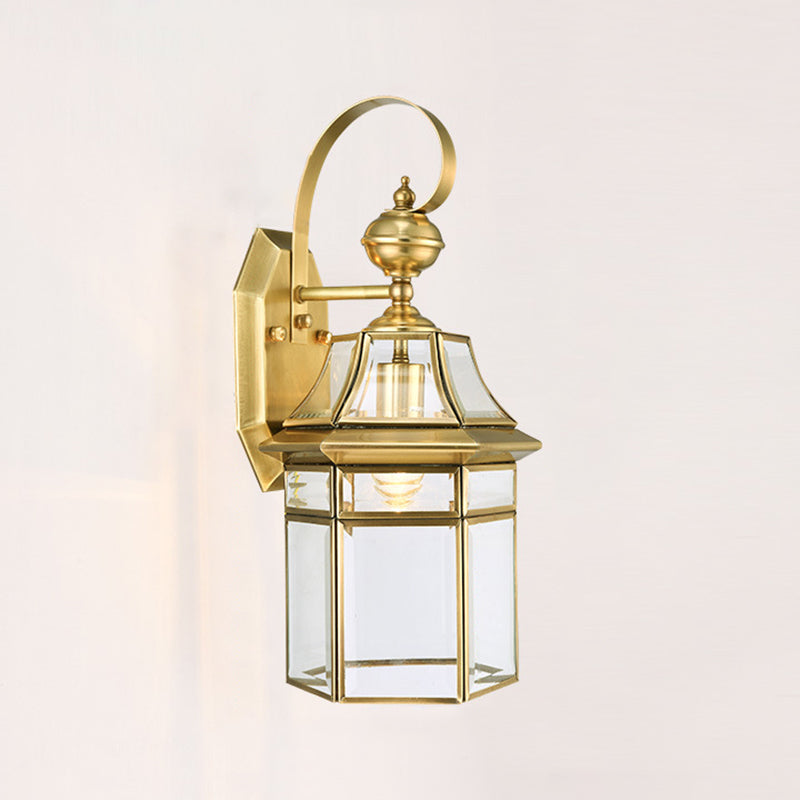 Contemporary Nordic Hexagonal Bell Waterproof Glass Brass 1-Light Wall Sconce Lamp For Outdoor Patio | Kalsten
