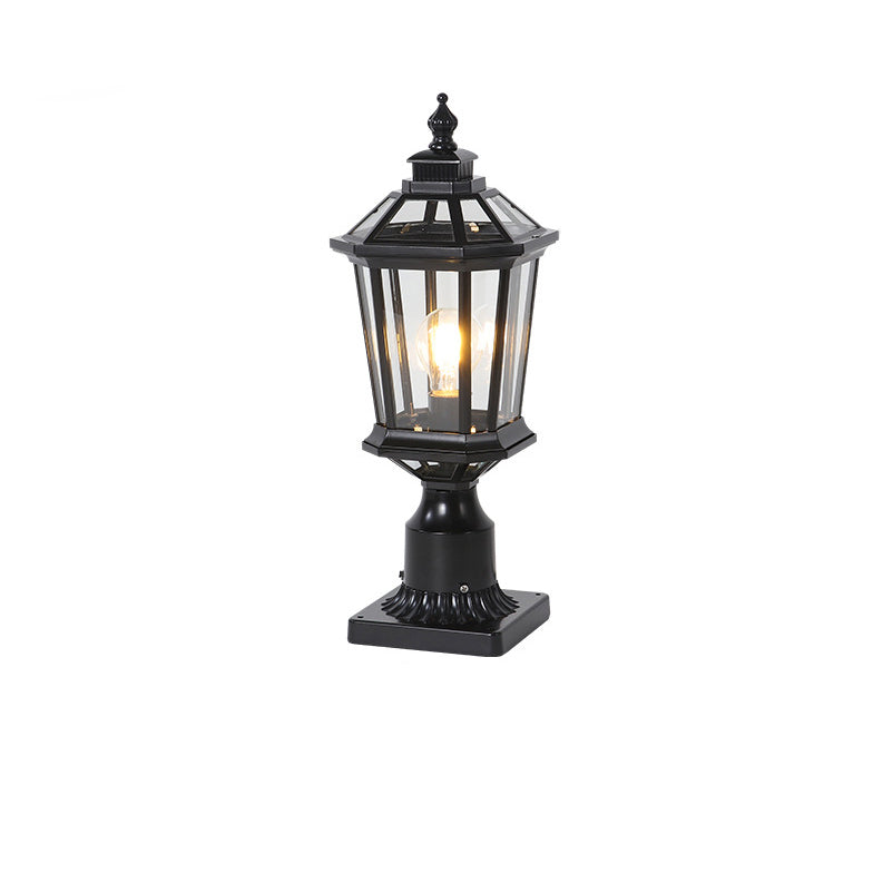 Traditional Vintage Octagonal Square Curved Linear Glass Aluminum 1-Light Outdoor Light For Garden | Kalsten