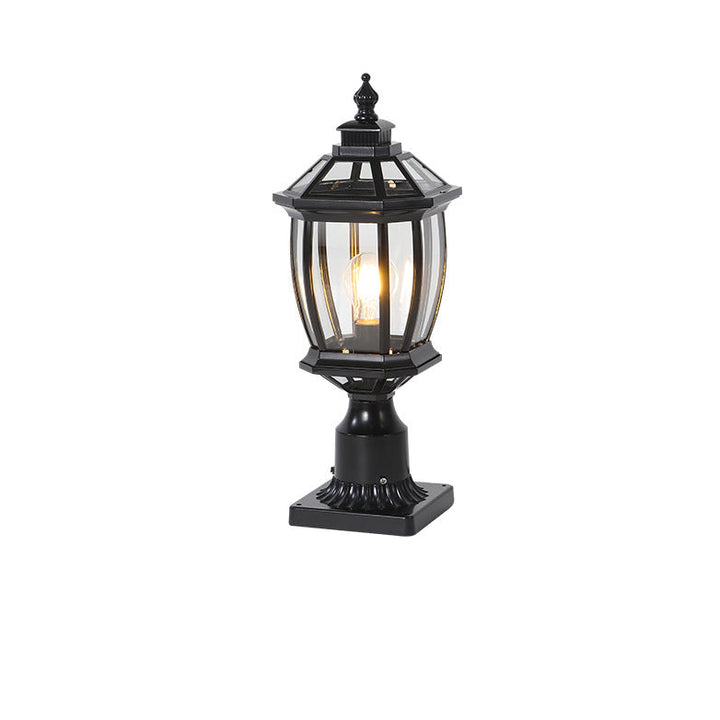 Traditional Vintage Octagonal Square Curved Linear Glass Aluminum 1-Light Outdoor Light For Garden | Kalsten