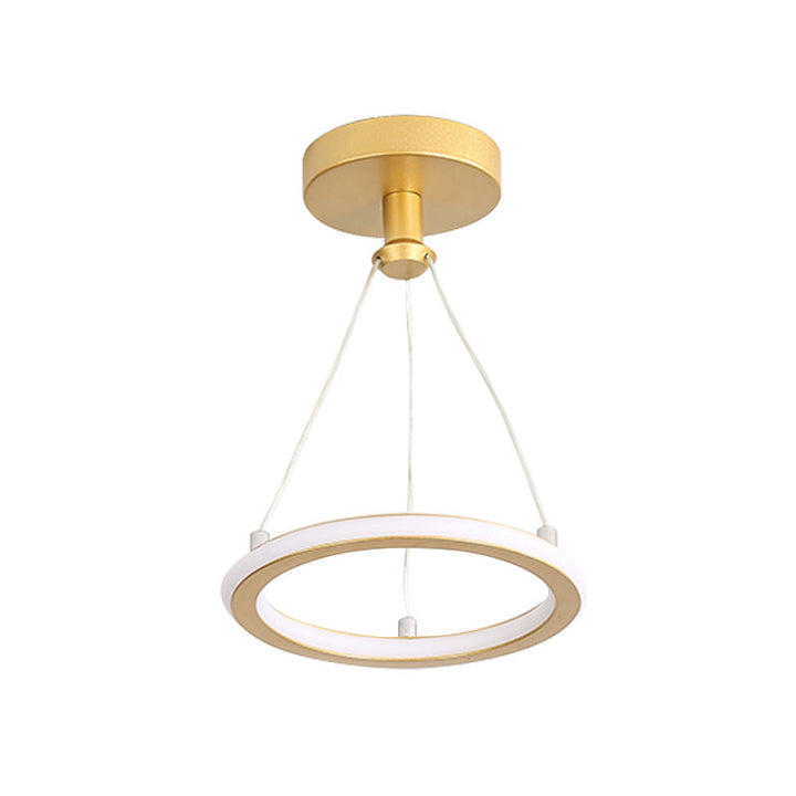 Kalsten | Contemporary Nordic Round Metal Silica LED Semi-Flush Mount Ceiling Light for Corridor