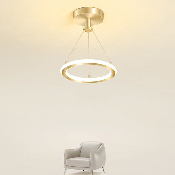 Kalsten | Contemporary Nordic Round Metal Silica LED Semi-Flush Mount Ceiling Light for Corridor