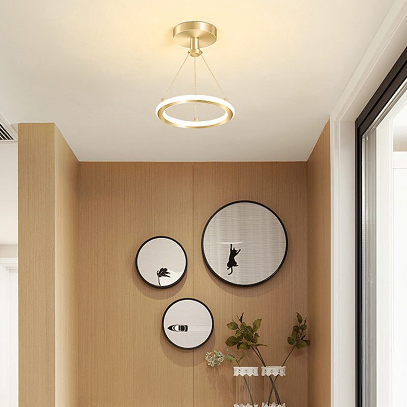 Kalsten | Contemporary Nordic Round Metal Silica LED Semi-Flush Mount Ceiling Light for Corridor