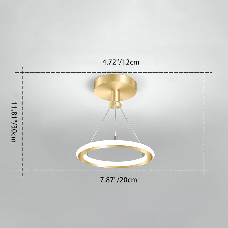 Kalsten | Contemporary Nordic Round Metal Silica LED Semi-Flush Mount Ceiling Light for Corridor