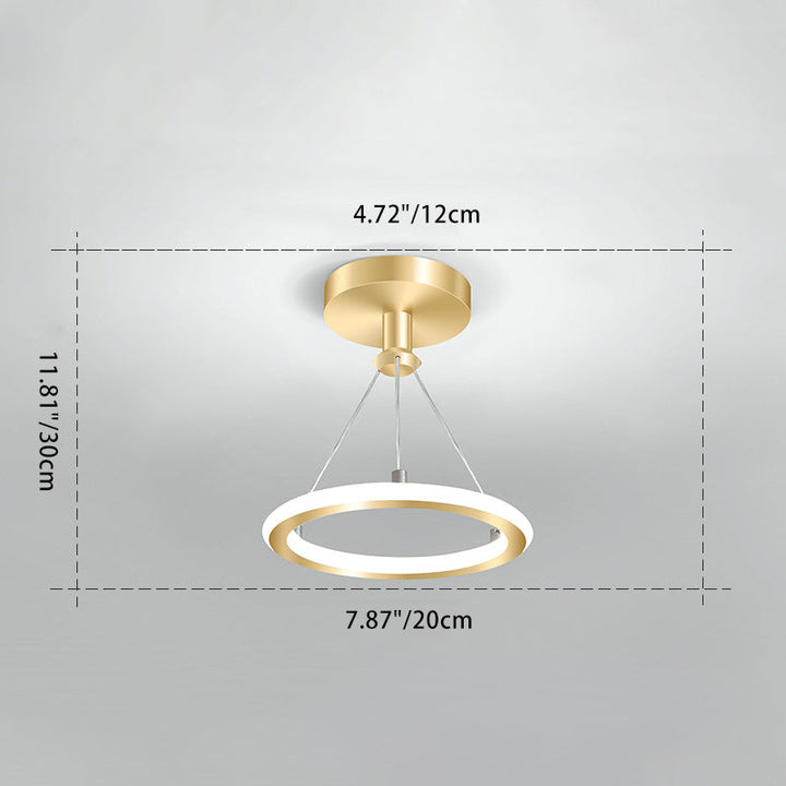 Kalsten | Contemporary Nordic Round Metal Silica LED Semi-Flush Mount Ceiling Light for Corridor