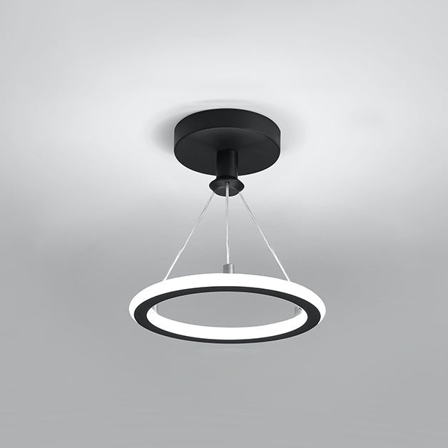 Kalsten | Contemporary Nordic Round Metal Silica LED Semi-Flush Mount Ceiling Light for Corridor