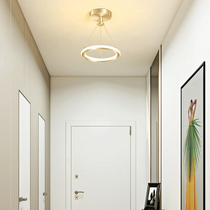 Kalsten | Contemporary Nordic Round Metal Silica LED Semi-Flush Mount Ceiling Light for Corridor