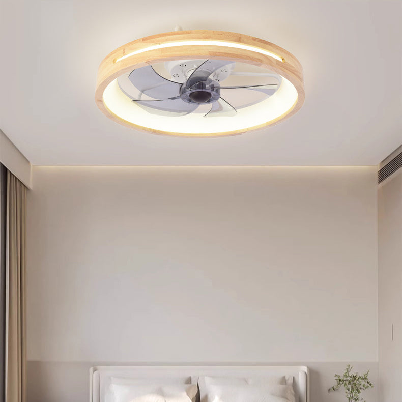 Ceiling Fan Light Solid Wood 19.6 in 60W LED Japanese Style Living Room Bedroom Modern Decorative Lighting | Kalsten