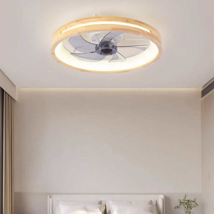 Ceiling Fan Light Solid Wood 19.6 in 60W LED Japanese Style Living Room Bedroom Modern Decorative Lighting | Kalsten