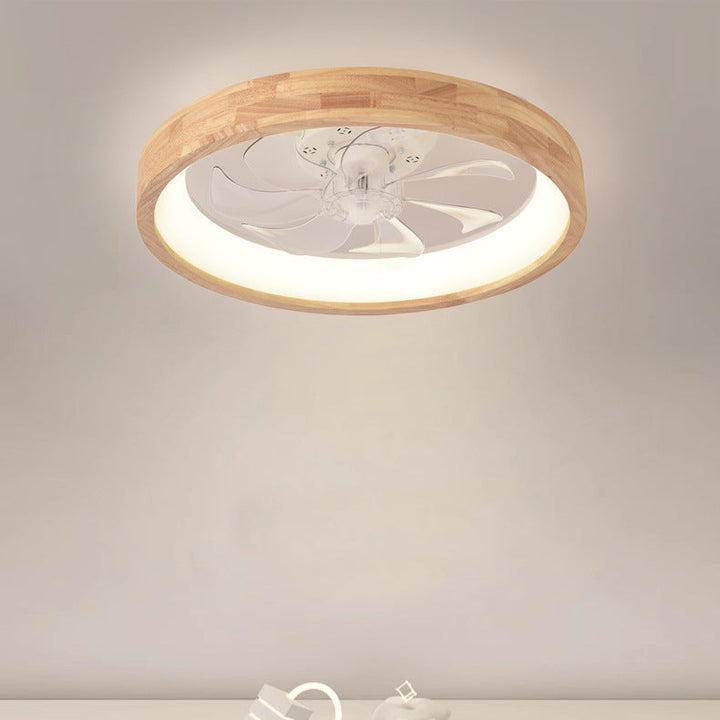 Ceiling Fan Light Solid Wood 19.6 in 60W LED Japanese Style Living Room Bedroom Modern Decorative Lighting | Kalsten
