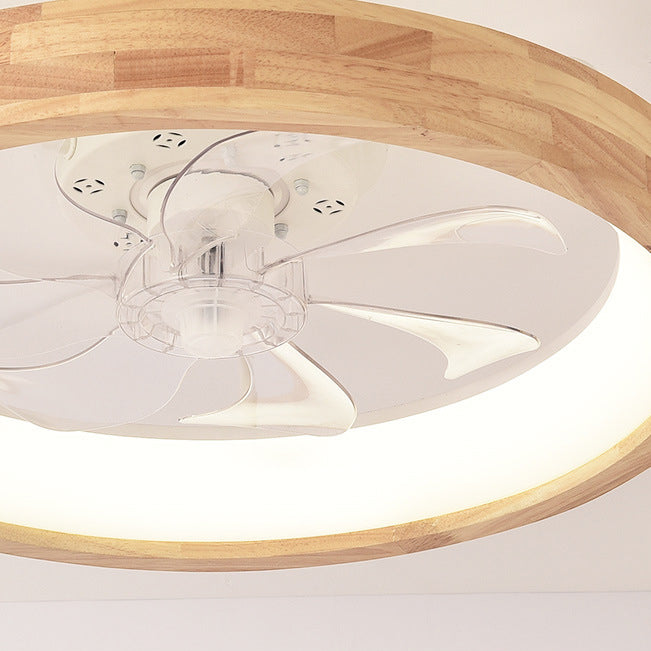 Ceiling Fan Light Solid Wood 19.6 in 60W LED Japanese Style Living Room Bedroom Modern Decorative Lighting | Kalsten