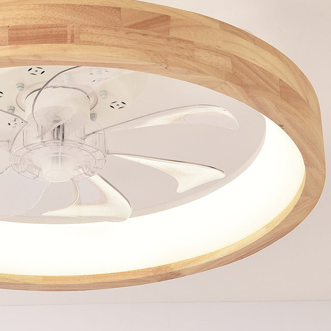 Ceiling Fan Light Solid Wood 19.6 in 60W LED Japanese Style Living Room Bedroom Modern Decorative Lighting | Kalsten