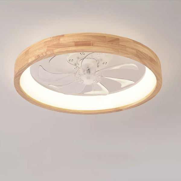 Ceiling Fan Light Solid Wood 19.6 in 60W LED Japanese Style Living Room Bedroom Modern Decorative Lighting | Kalsten