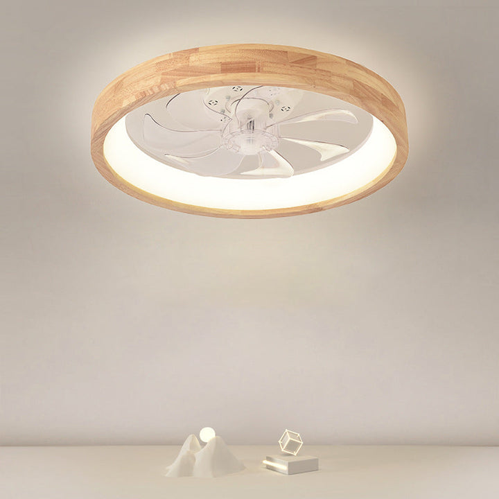 Ceiling Fan Light Solid Wood 19.6 in 60W LED Japanese Style Living Room Bedroom Modern Decorative Lighting | Kalsten