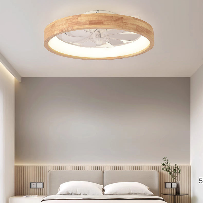 Ceiling Fan Light Solid Wood 19.6 in 60W LED Japanese Style Living Room Bedroom Modern Decorative Lighting | Kalsten