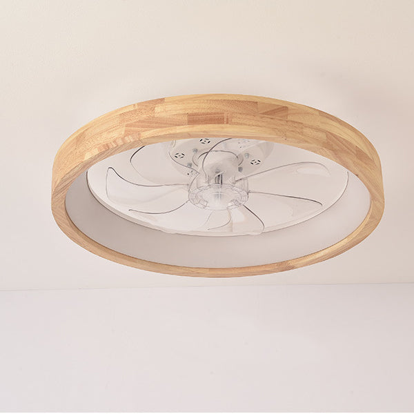 Ceiling Fan Light Solid Wood 19.6 in 60W LED Japanese Style Living Room Bedroom Modern Decorative Lighting | Kalsten