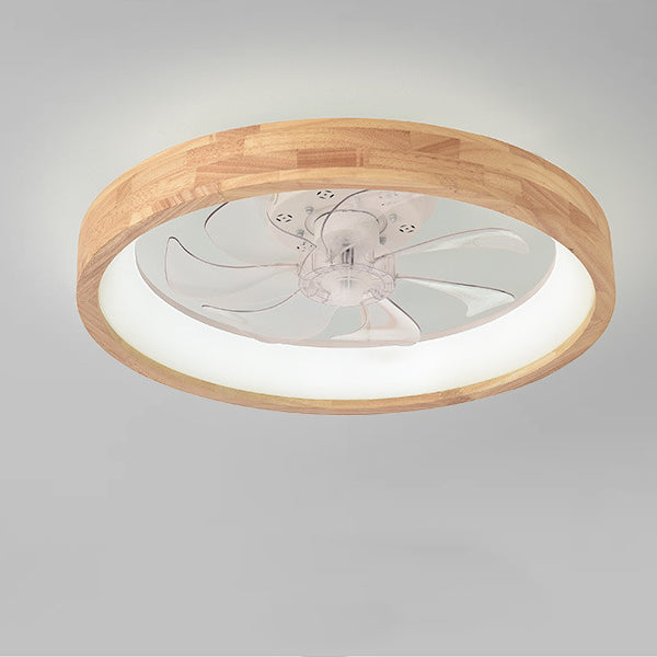 Ceiling Fan Light Solid Wood 19.6 in 60W LED Japanese Style Living Room Bedroom Modern Decorative Lighting | Kalsten