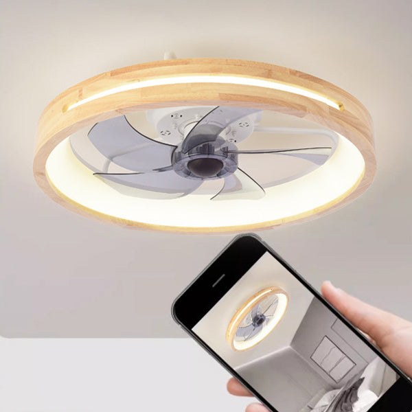 Ceiling Fan Light Solid Wood 19.6 in 60W LED Japanese Style Living Room Bedroom Modern Decorative Lighting | Kalsten
