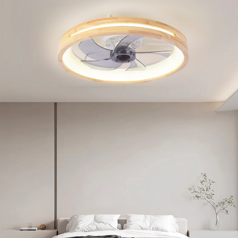 Ceiling Fan Light Solid Wood 19.6 in 60W LED Japanese Style Living Room Bedroom Modern Decorative Lighting | Kalsten