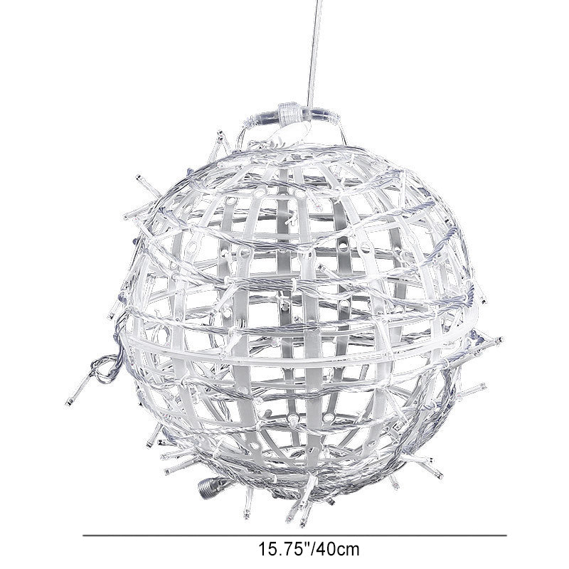 Modern Art Deco Solar Waterproof Weaving Ball Hanging PVC Plastic LED Outdoor Light Landscape Lighting For Garden | Kalsten