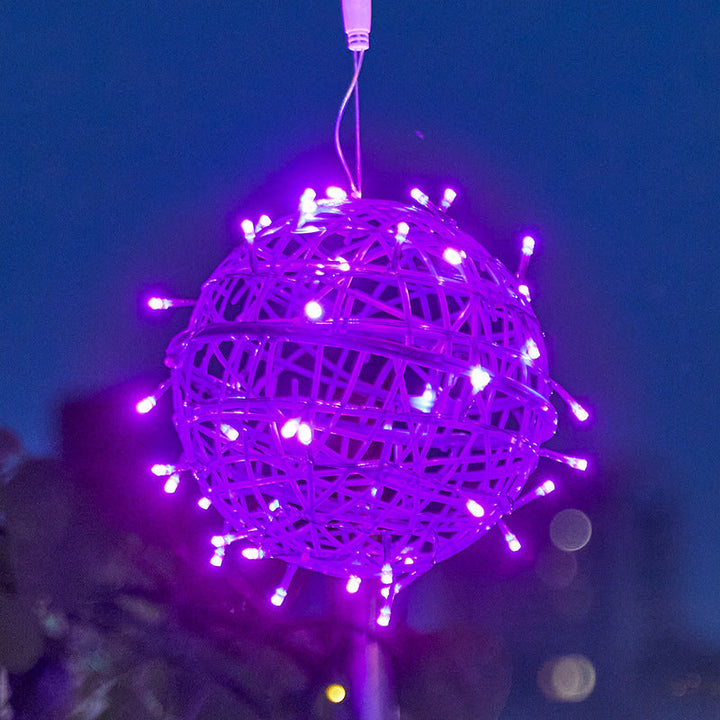 Modern Art Deco Solar Waterproof Weaving Ball Hanging PVC Plastic LED Outdoor Light Landscape Lighting For Garden | Kalsten