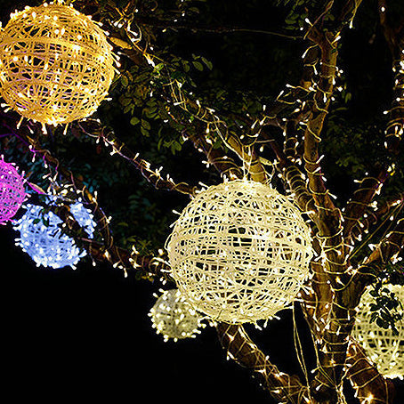 Modern Art Deco Solar Waterproof Weaving Ball Hanging PVC Plastic LED Outdoor Light Landscape Lighting For Garden | Kalsten