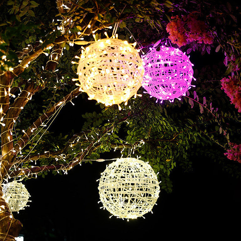 Modern Art Deco Solar Waterproof Weaving Ball Hanging PVC Plastic LED Outdoor Light Landscape Lighting For Garden | Kalsten