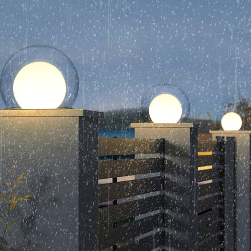 Modern Simplicity Solar Waterproof Stainless Steel PE PMMA Ball Moon 1-Light Outdoor Light For Garden | Kalsten