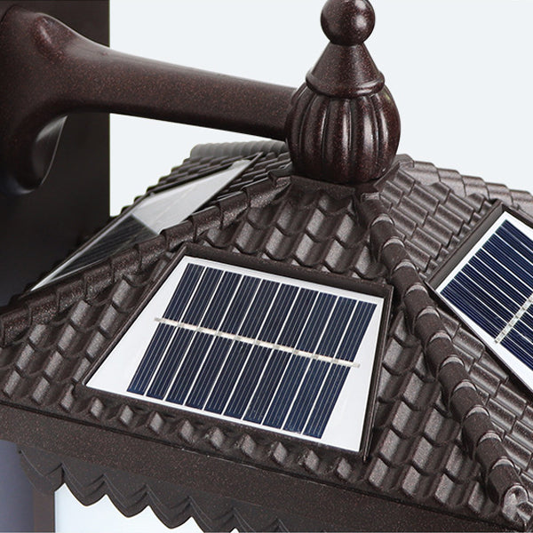 Traditional Chinese Solar Waterproof ABS Aluminum Glass Rectangular Happiness Wealth Pattern LED Wall Sconce Lamp For Outdoor Patio | Kalsten