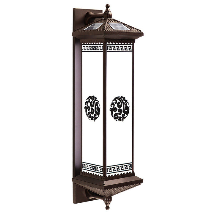Traditional Chinese Solar Waterproof ABS Aluminum Glass Rectangular Happiness Wealth Pattern LED Wall Sconce Lamp For Outdoor Patio | Kalsten