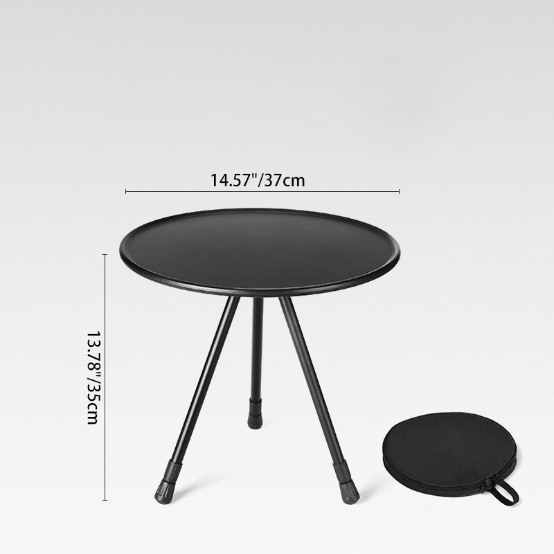 Modern Simplicity Aluminum Alloy ABS Round Foldable Outdoor Coffee Table 1-Tray Pocket Lamp Holder For Outdoor | Kalsten