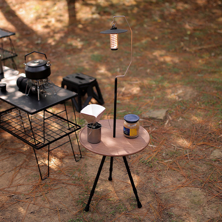 Modern Simplicity Aluminum Alloy ABS Round Foldable Outdoor Coffee Table 1-Tray Pocket Lamp Holder For Outdoor | Kalsten