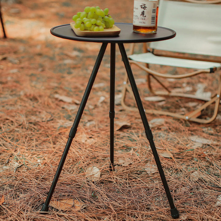 Modern Simplicity Aluminum Alloy ABS Round Foldable Outdoor Coffee Table 1-Tray Pocket Lamp Holder For Outdoor | Kalsten