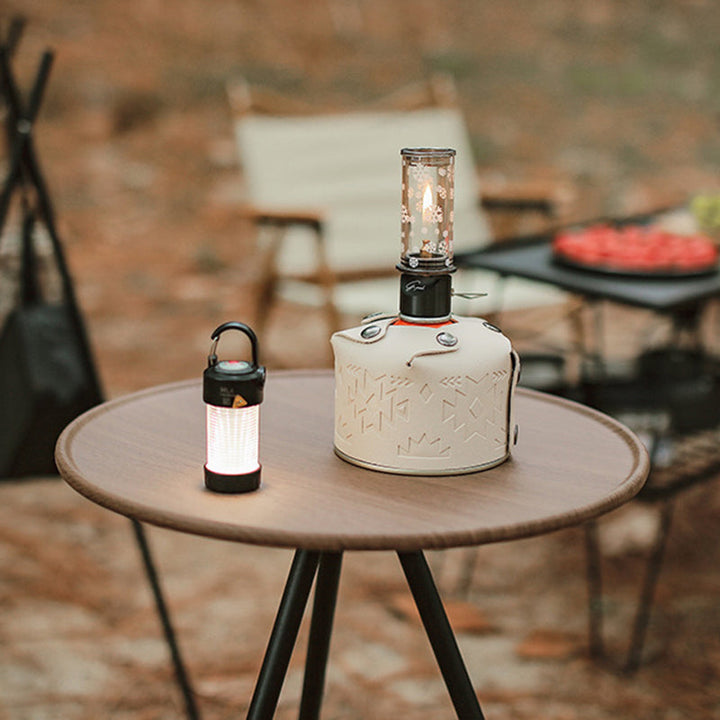 Modern Simplicity Aluminum Alloy ABS Round Foldable Outdoor Coffee Table 1-Tray Pocket Lamp Holder For Outdoor | Kalsten