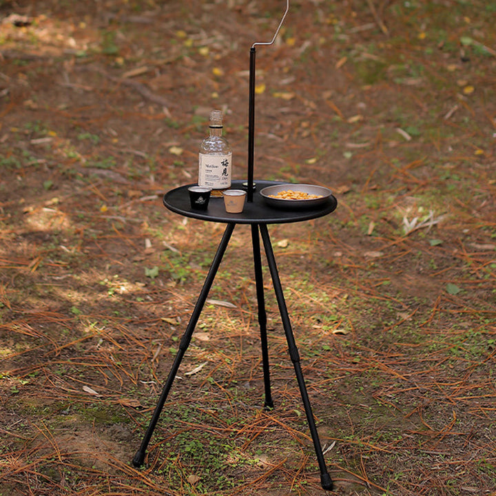 Modern Simplicity Aluminum Alloy ABS Round Foldable Outdoor Coffee Table 1-Tray Pocket Lamp Holder For Outdoor | Kalsten
