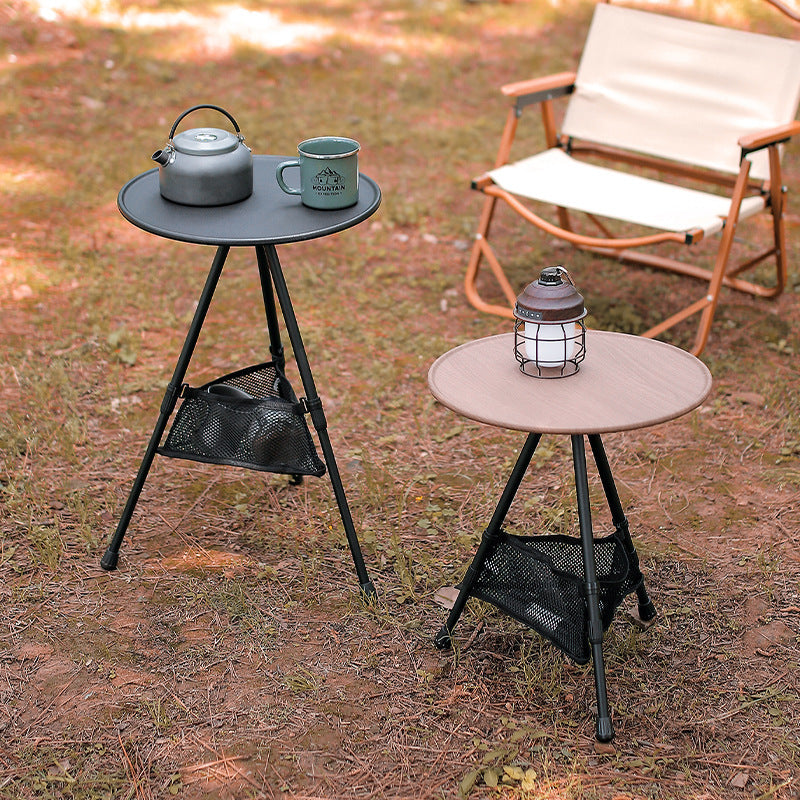 Modern Simplicity Aluminum Alloy ABS Round Foldable Outdoor Coffee Table 1-Tray Pocket Lamp Holder For Outdoor | Kalsten