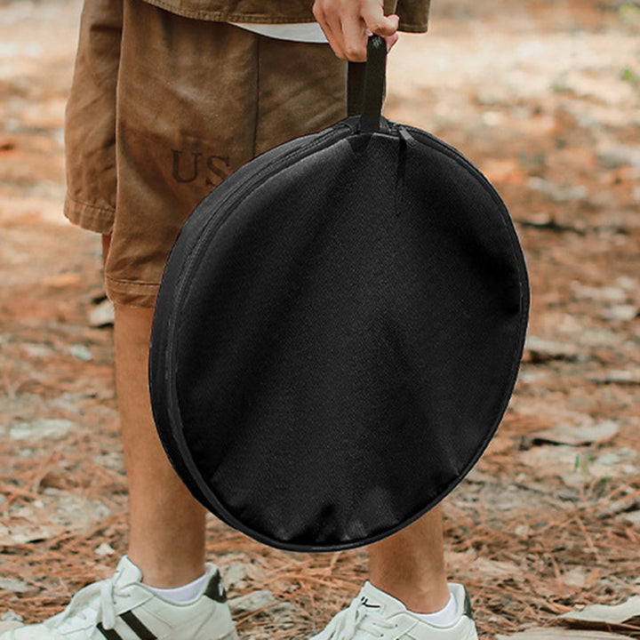 Modern Simplicity Aluminum Alloy ABS Round Foldable Outdoor Coffee Table 1-Tray Pocket Lamp Holder For Outdoor | Kalsten