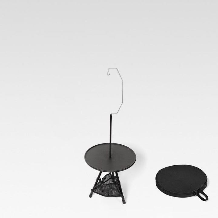 Modern Simplicity Aluminum Alloy ABS Round Foldable Outdoor Coffee Table 1-Tray Pocket Lamp Holder For Outdoor | Kalsten