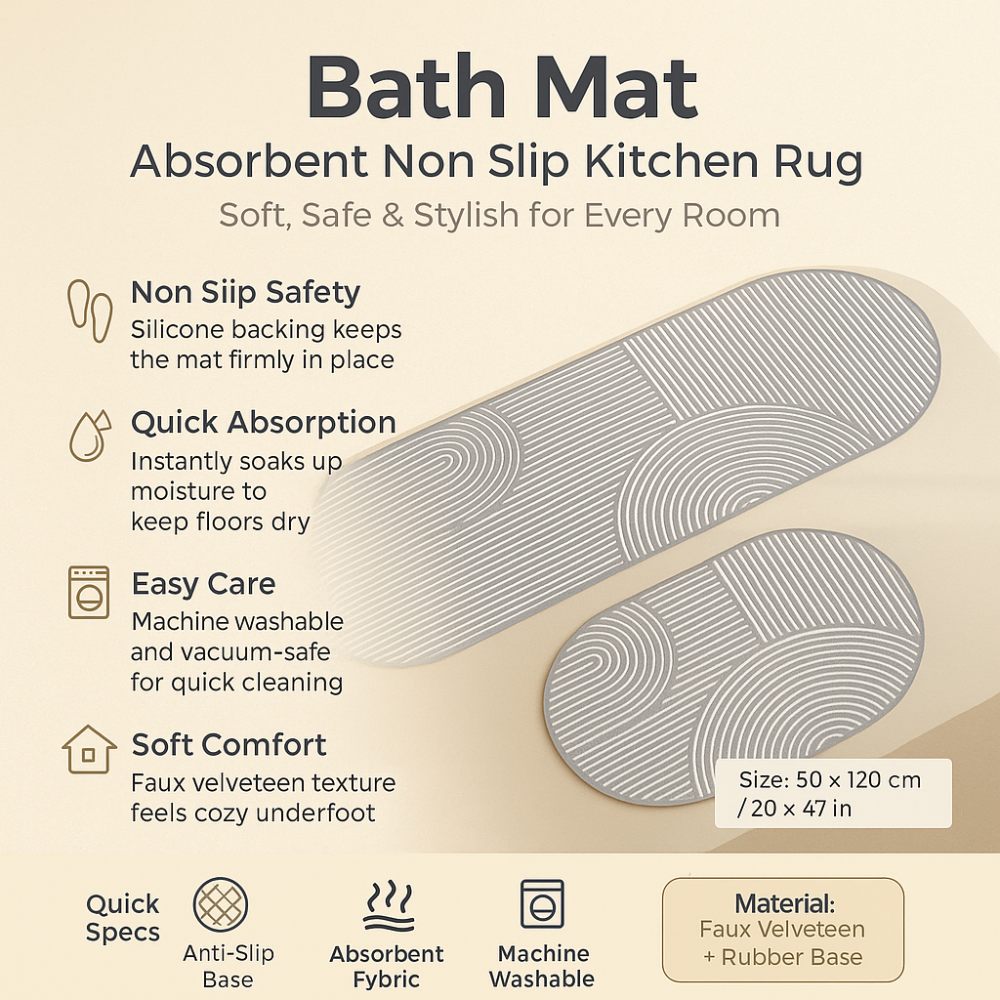 Washable Water Absorbent Anti Slip Kitchen Mat Kalsten