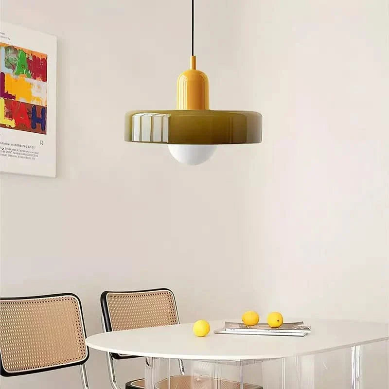Bauhaus Coloured Glass Pendant Lamp