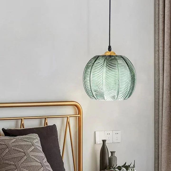 Pendant Light Glass 12 in Boho Tropical Palm Leaf Living Room Kitchen Bedroom Hanging Lamp | Kalsten