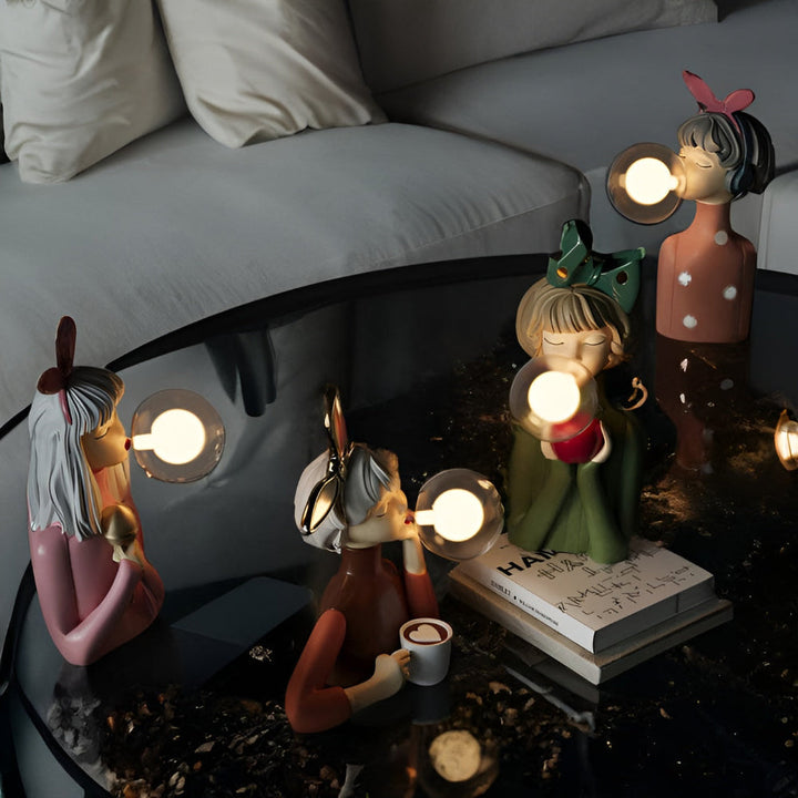 BubbleFairies Table Lamp – Enchanting Quartet Cartoon Girl Figurine Light | Kalsten