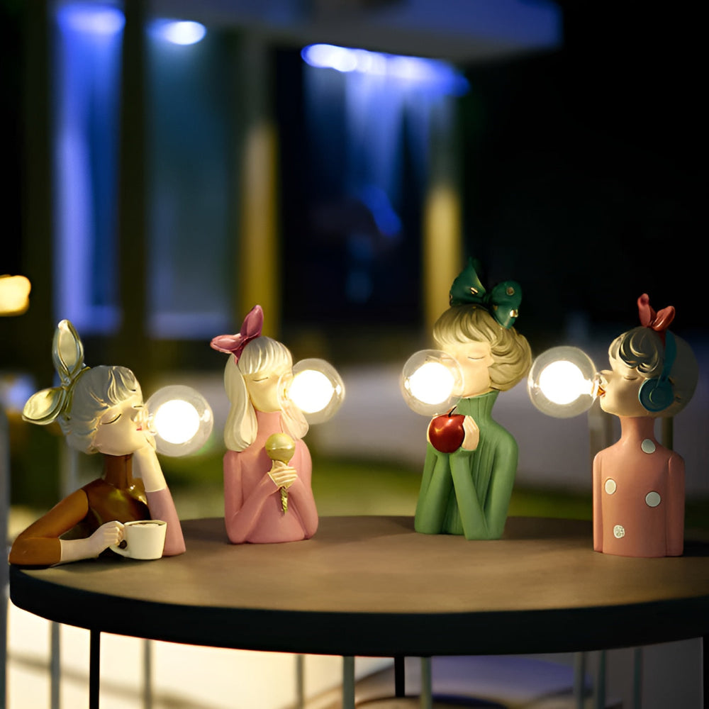 BubbleFairies Table Lamp – Enchanting Quartet Cartoon Girl Figurine Light | Kalsten