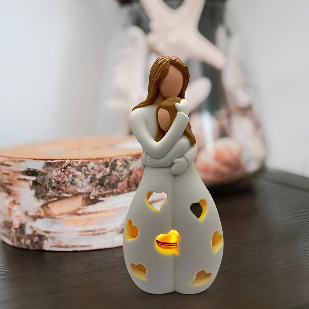 Embrace Glow - Embracing Mother Daughter Statue Flickering Candle Holder | Kalsten