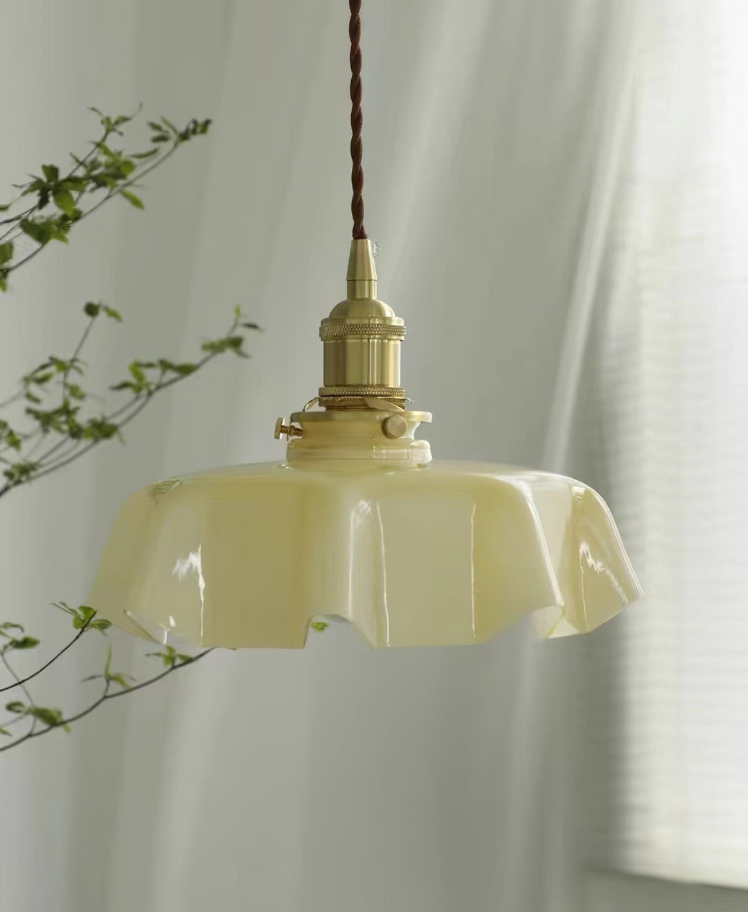 Ceramic Pendant Light 9.8 in x 5.1 in Adjustable Ceiling Indoor White Beige Pink Blue Vintage Lampshade | Kalsten