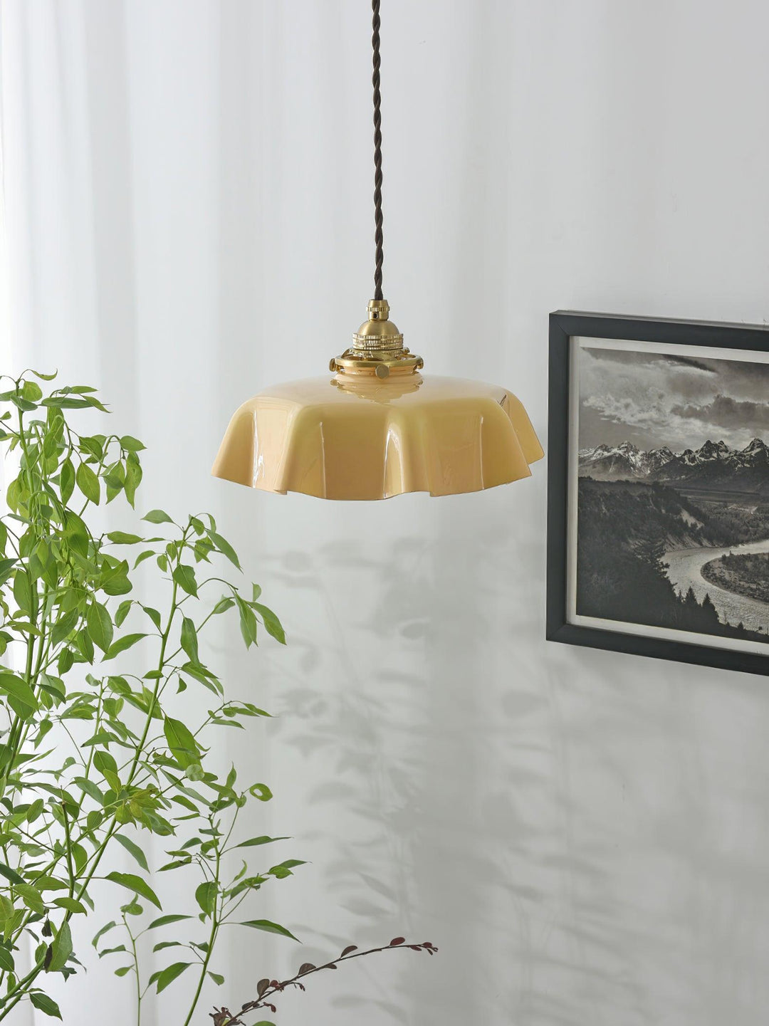 Ceramic Pendant Light 9.8 in x 5.1 in Adjustable Ceiling Indoor White Beige Pink Blue Vintage Lampshade | Kalsten