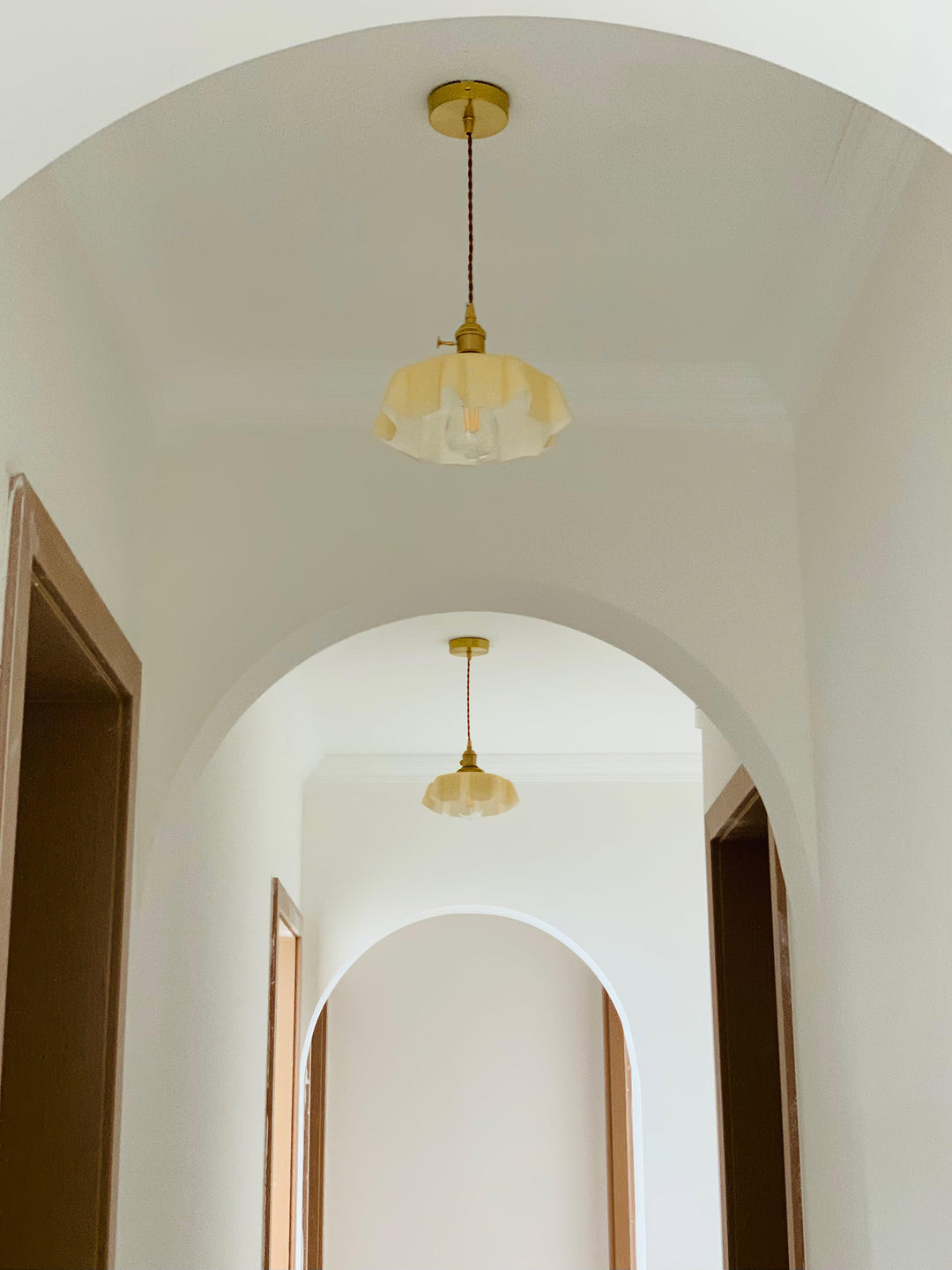 Ceramic Pendant Light 9.8 in x 5.1 in Adjustable Ceiling Indoor White Beige Pink Blue Vintage Lampshade | Kalsten
