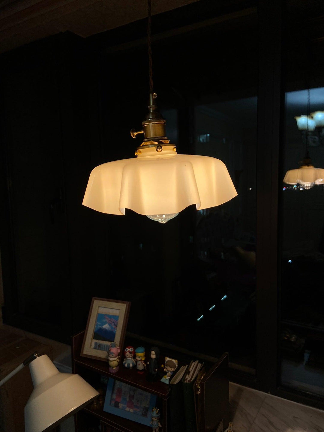 Ceramic Pendant Light 9.8 in x 5.1 in Adjustable Ceiling Indoor White Beige Pink Blue Vintage Lampshade | Kalsten