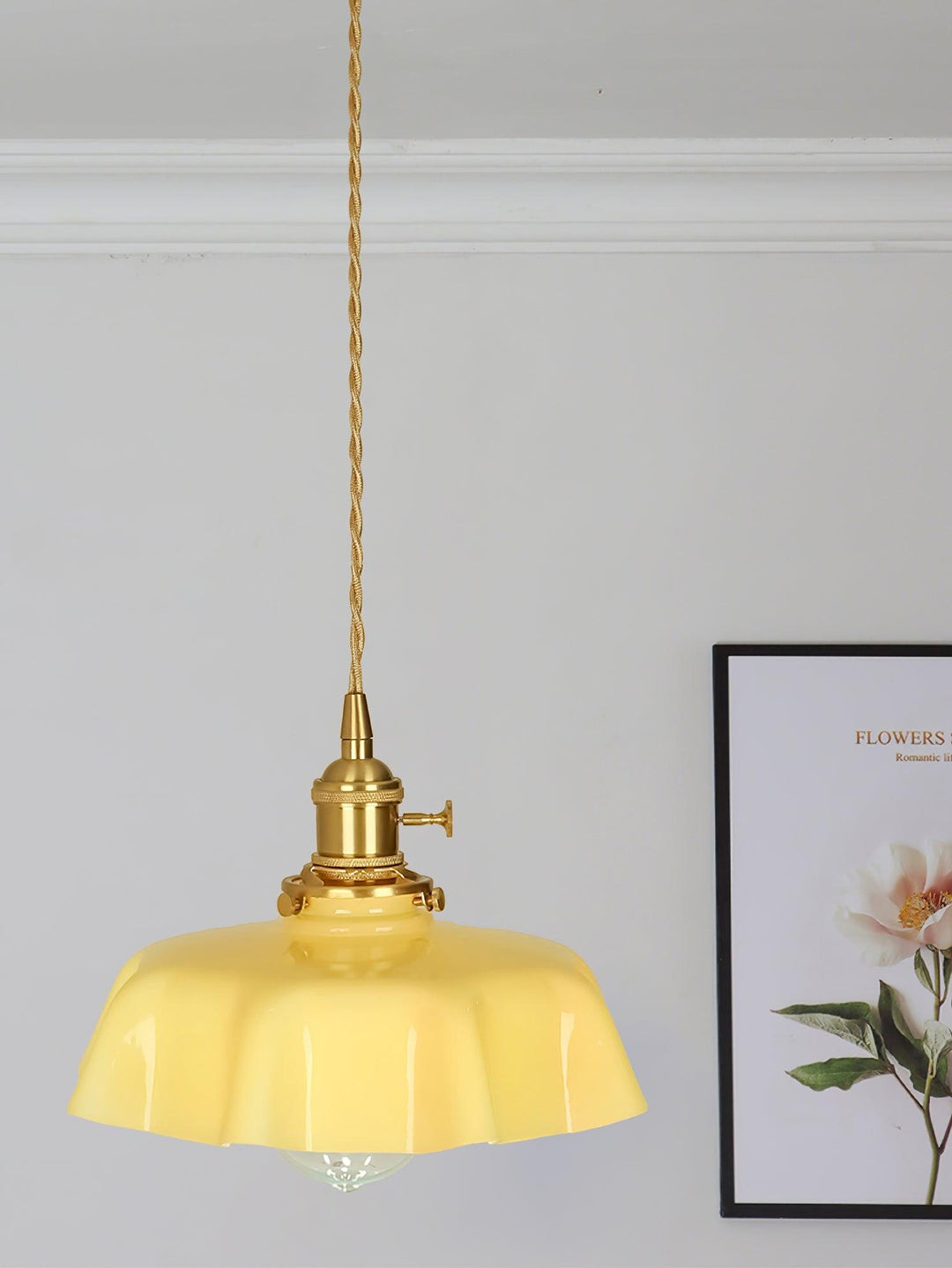 Ceramic Pendant Light 9.8 in x 5.1 in Adjustable Ceiling Indoor White Beige Pink Blue Vintage Lampshade | Kalsten